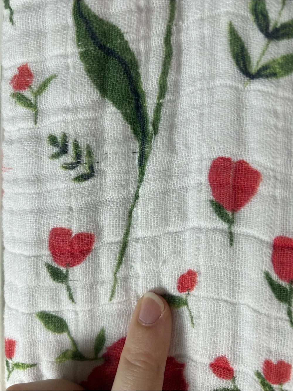 Little Unicorn Summer Poppy Muslin Quilt Baby Blanket Red Flower White Gray